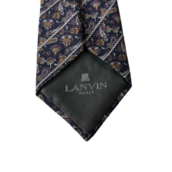 Lanvin Paris Silk Tie Black Paisley - Picture 2 of 2